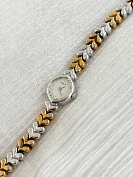 Seiko Tisse Tear Drop Watch with Two-Tone Leaf-Link Bracelet