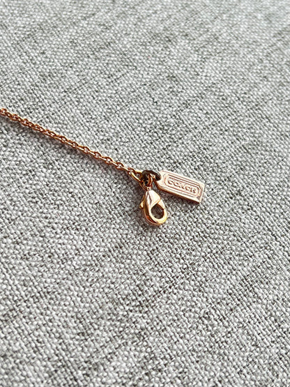 Coach Double Heart Pendant Rose Gold Tone Necklace