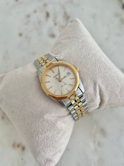 Tissot Pinstripe Dial Two Tone Women’s Watch