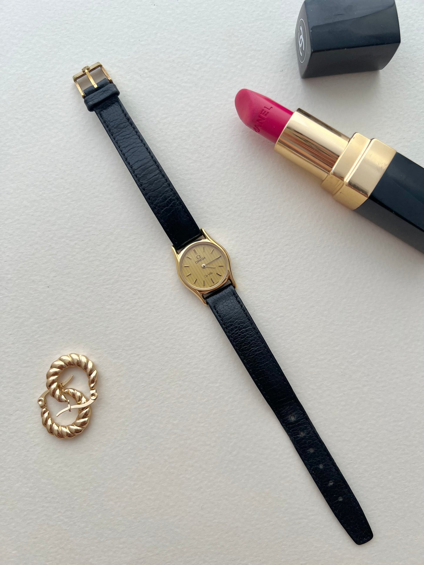 Omega De Ville Ladies Gold Watch with Textured Dial