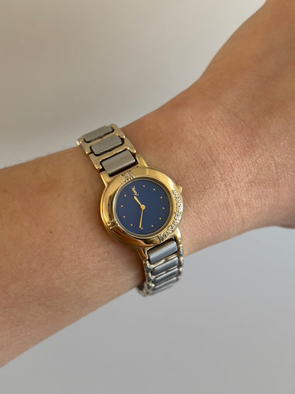 Yves Saint Laurent Two-Tone Deep Blue Dial Ladies’ Watch