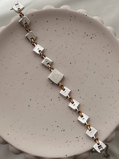 Seiko Square Casual Watch with Cute Two Tone Bracelet