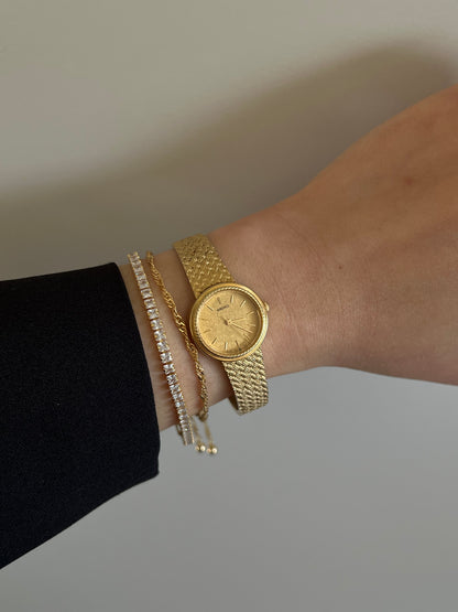 Seiko Gold Rope Bezel Women's Watch with Mesh Bracelet