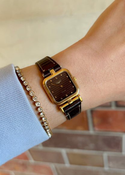 Longines Square Cushion With Espresso Ripple Dial