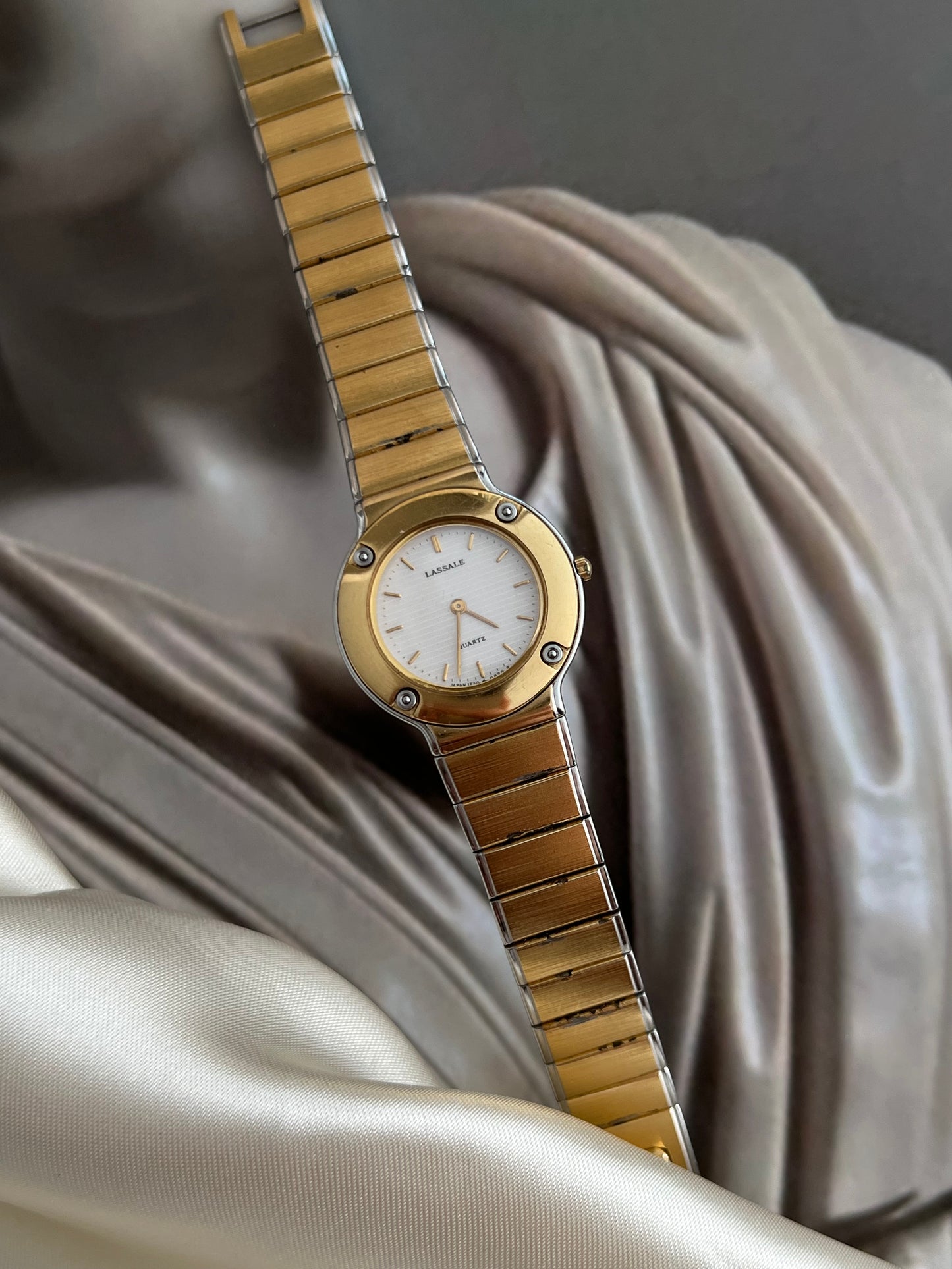 Seiko Lassale Two-Tone Ladies Quartz Watch: Minimalist Gold & Steel