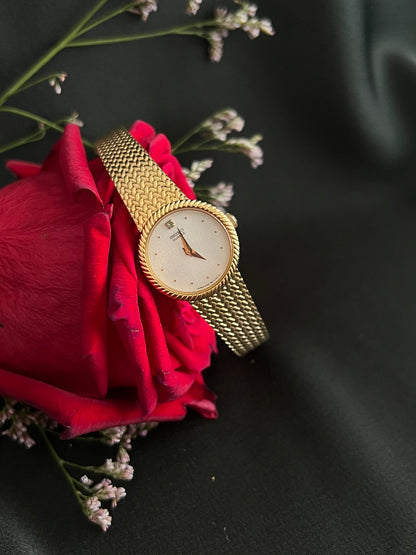 Seiko Womens Watch with Rope Bezel and Gold Woven Bracelet