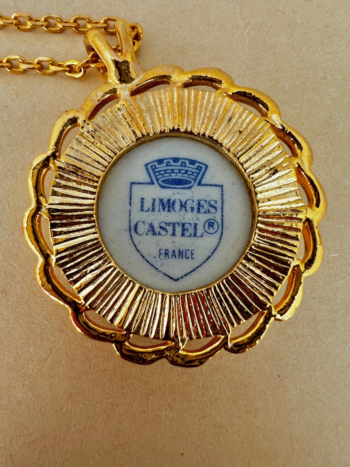 Limoges Dainty Porcelain Pendant Necklace