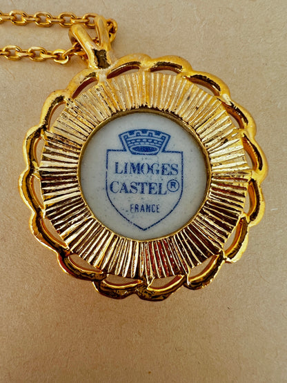 Limoges Dainty Porcelain Pendant Necklace