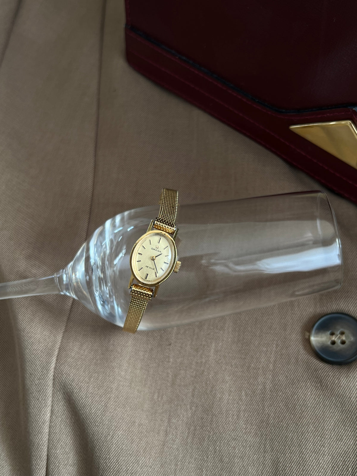 Omega De Ville Oval Champagne Dial Cocktail Women’s Watch