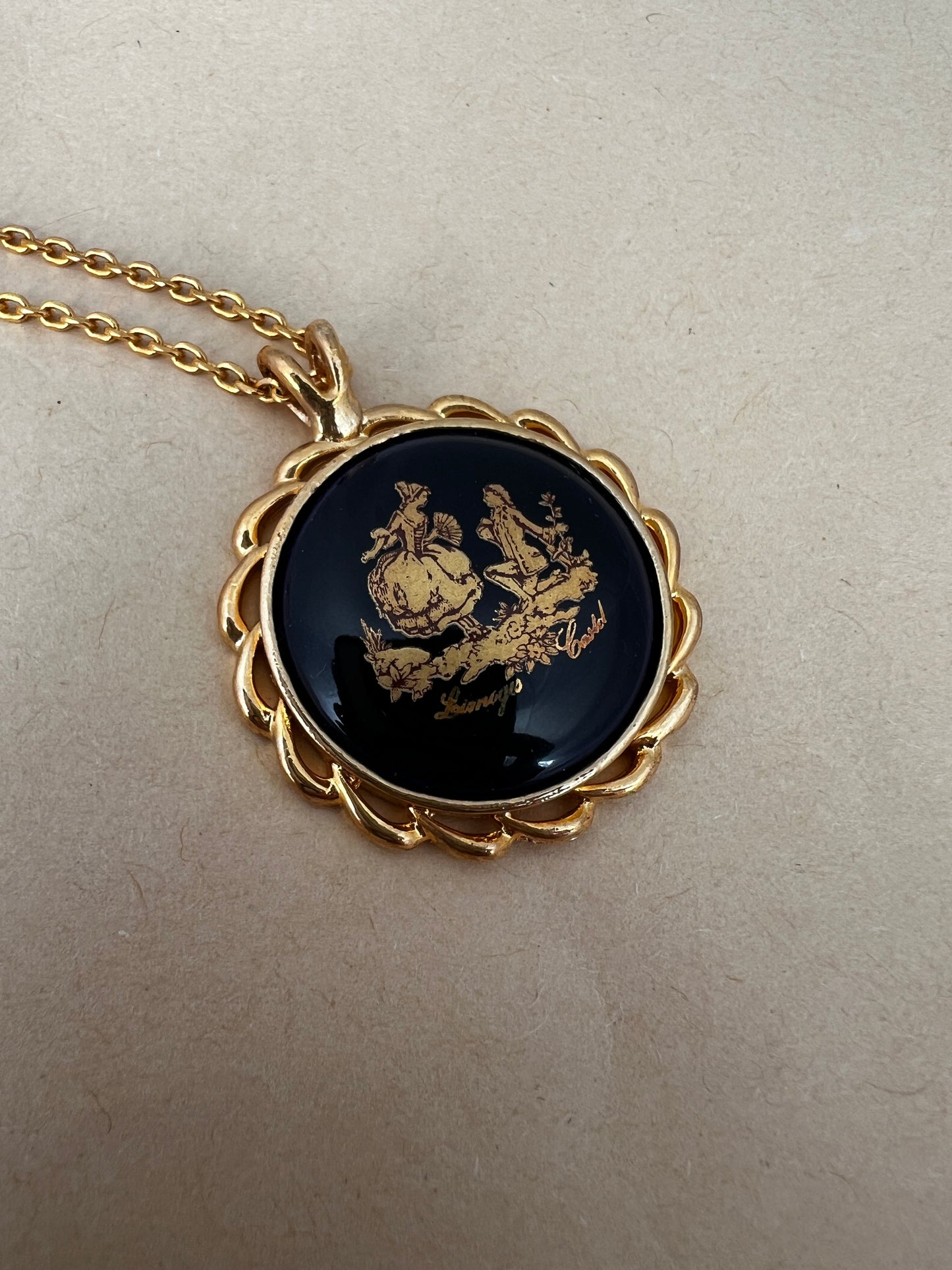 Limoges Dainty Porcelain Pendant Necklace