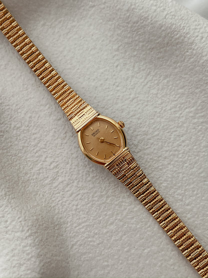 Seiko Gold Toned Vintage Watch with Bamboo Bracelet