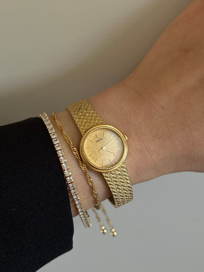 Seiko Gold Rope Bezel Women's Watch with Mesh Bracelet