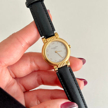 Christian Dior Gold Tone Round Watch Sculpted Lug NZ Aus