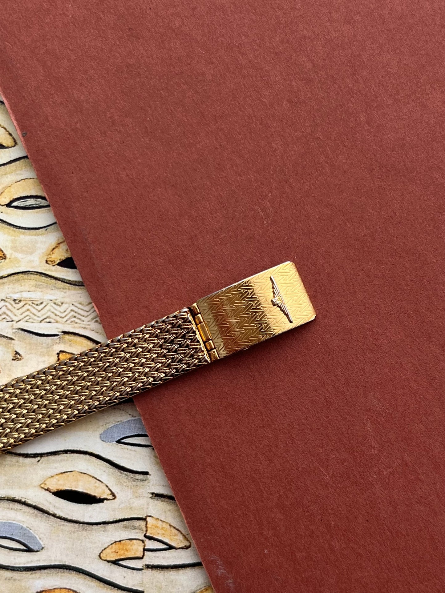 Longines Textured Gold Watch with Woven Bracelet