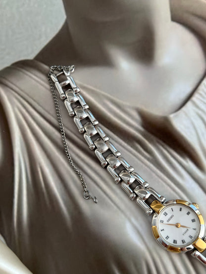 Seiko Tisse Two-Tone Roman Dial with Two Tone Scalloped Bezel