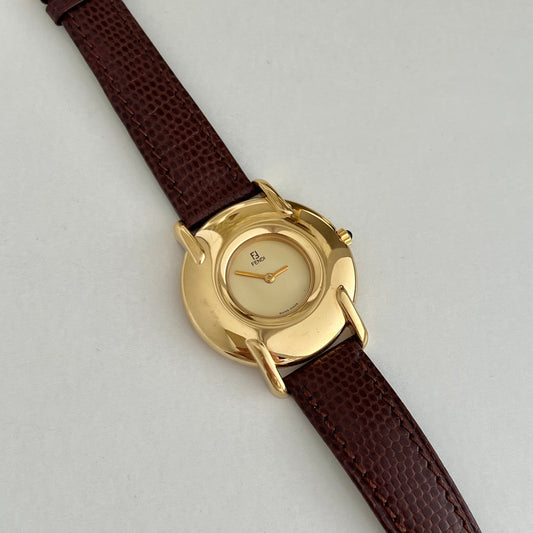 Fendi Champagne Dial Sculpted Gold Watch