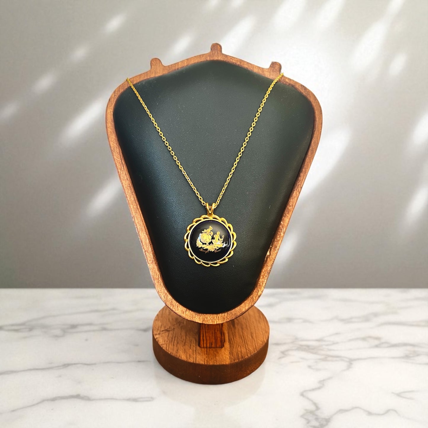 Limoges Dainty Porcelain Pendant Necklace