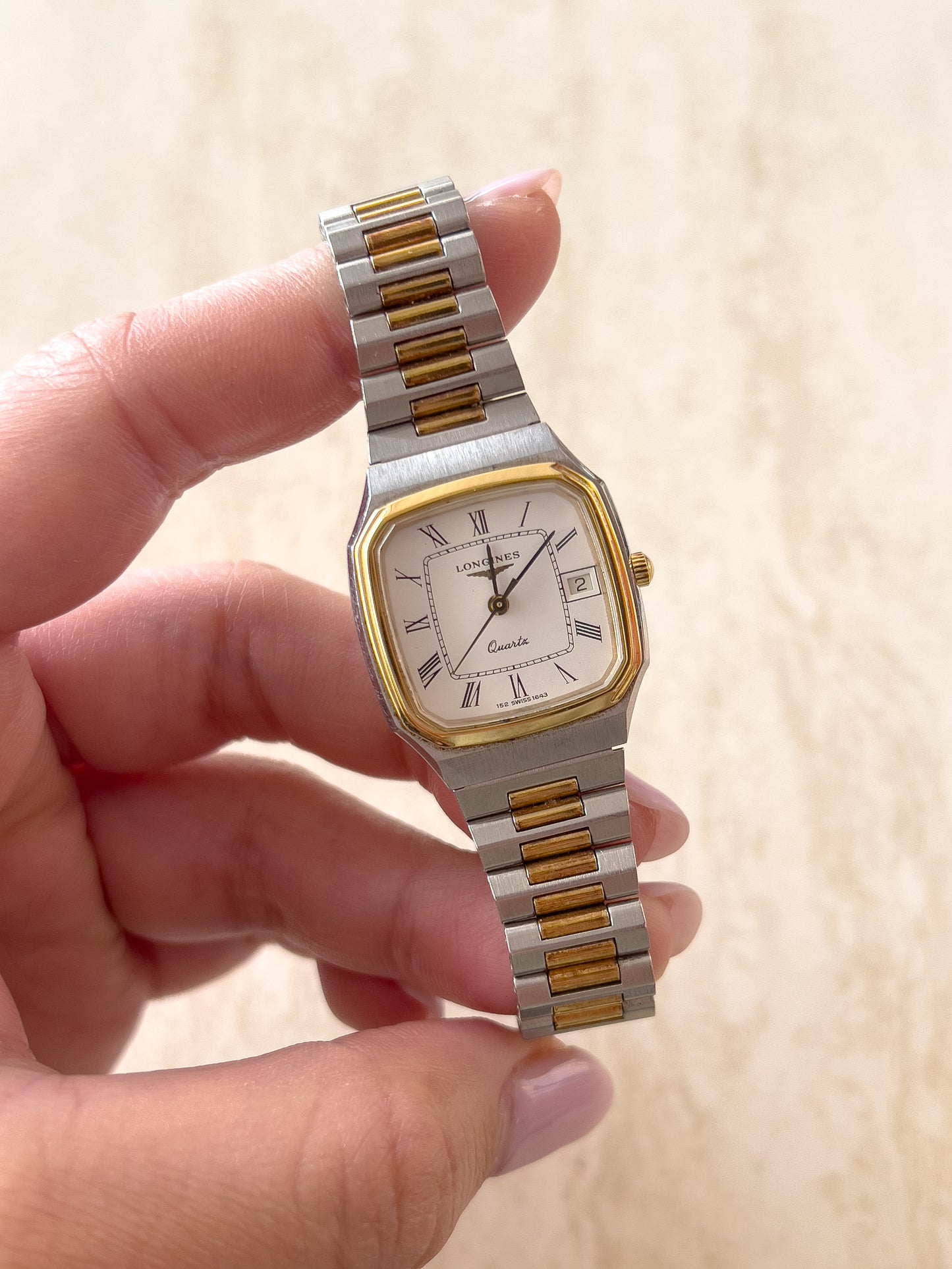 Longines Square Woman’s Watch with Golden Bezel