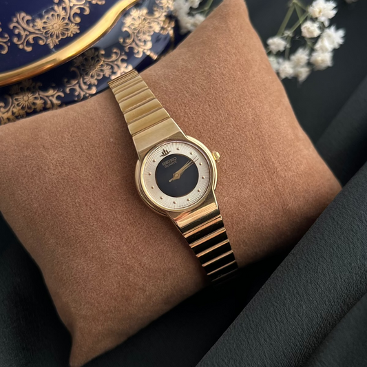 Seiko Galaxy Guilloche Sunray Dial Gold Tone Women’s Watch