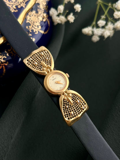 Seiko Gold Floral Openwork Lug Dress Watch