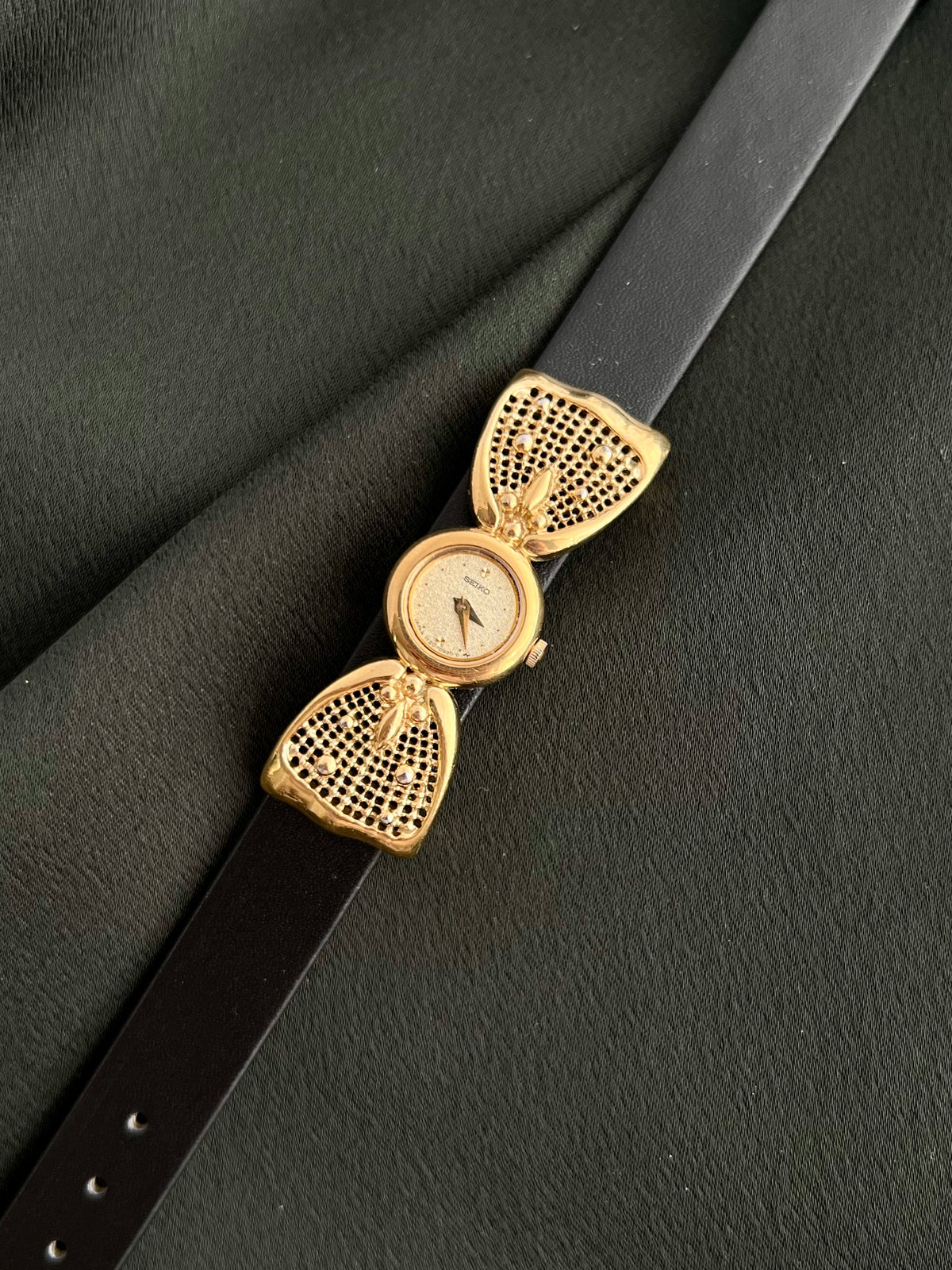 Seiko Gold Floral Openwork Lug Dress Watch