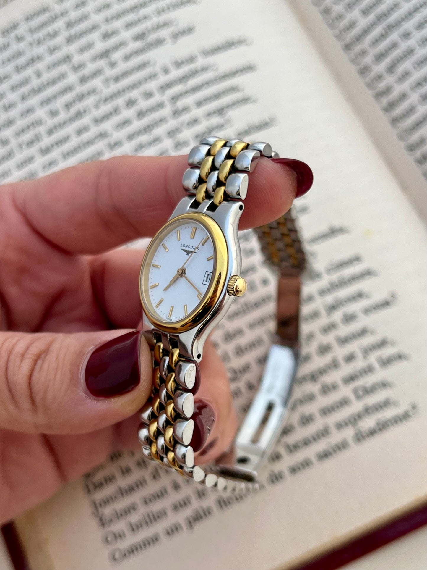 Longines Two Tone Gold Bezel Ladies Watch with Date