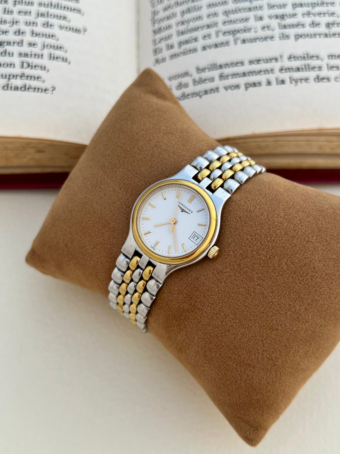 Longines Two Tone Gold Bezel Ladies Watch with Date