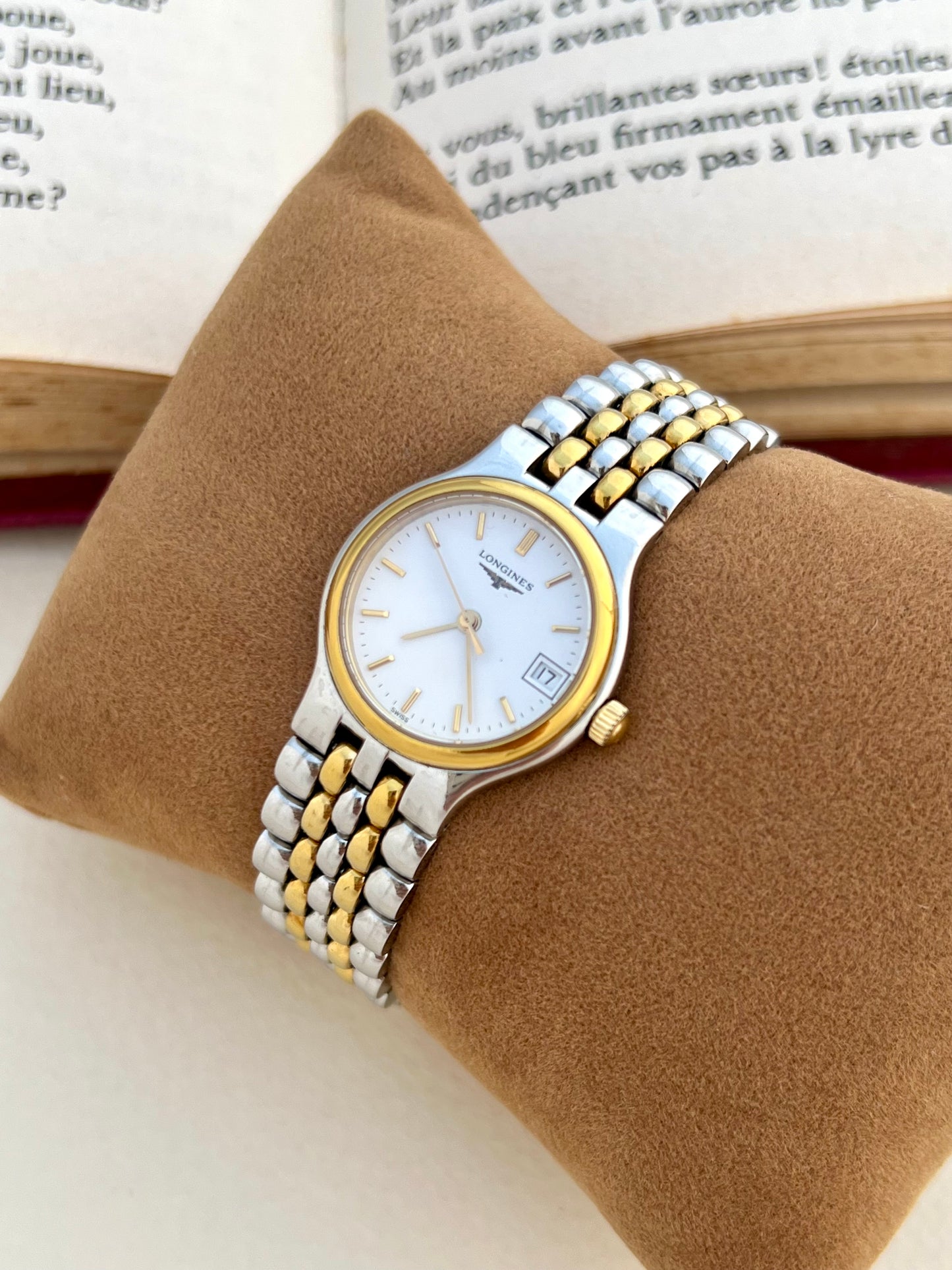 Longines Two Tone Gold Bezel Ladies Watch with Date