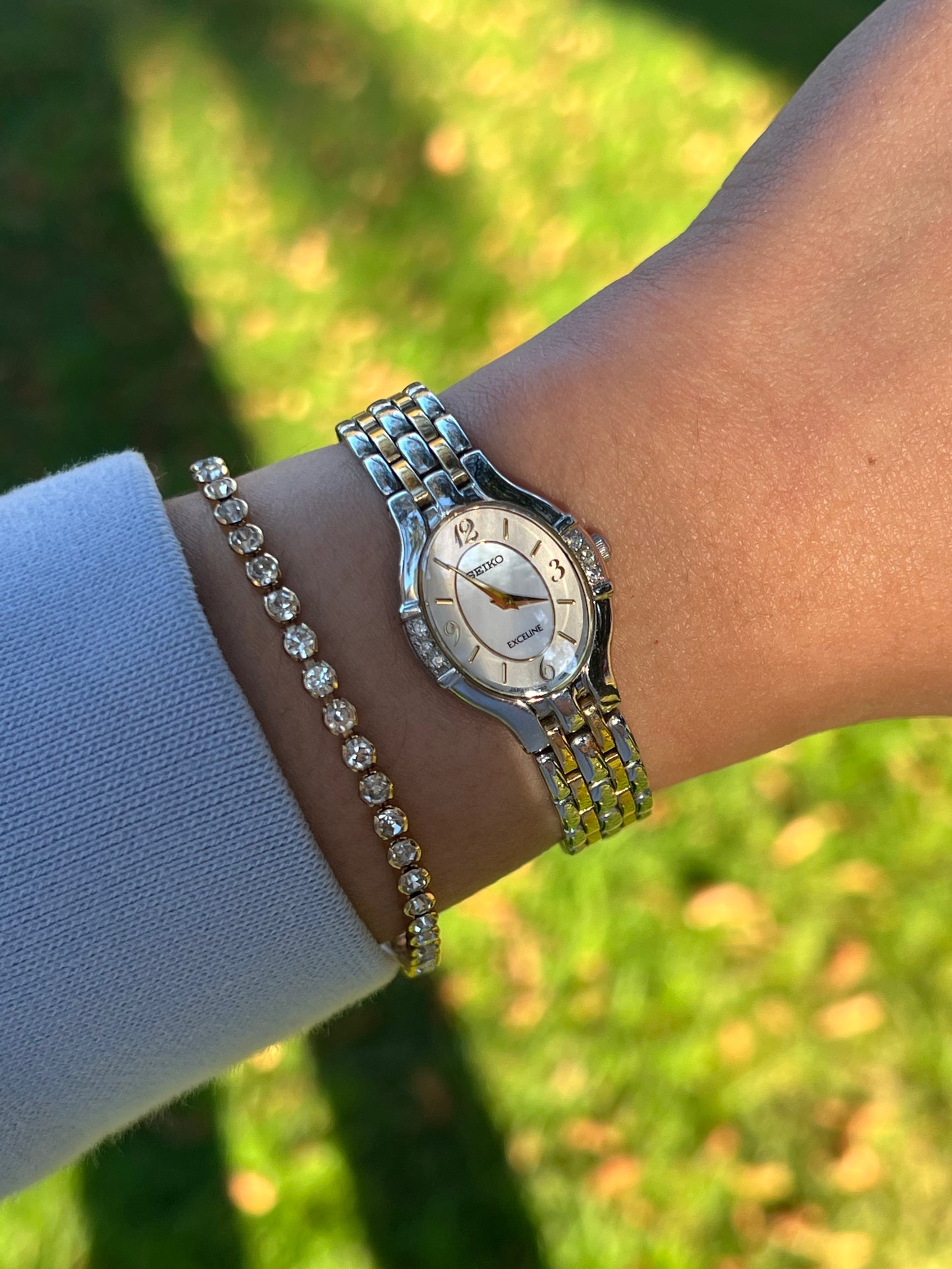 Seiko Exceline Two Tone Oval Diamond Bezel Woman's Watch