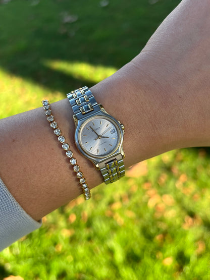 Tissot Seastar Ladies’ Two-Tone Watch with Textured Silver Dial