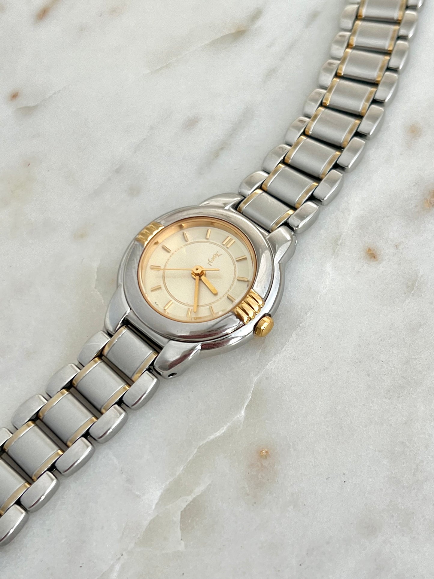 Yves Saint Laurent Two Tone Bracelet Watch