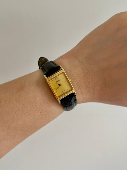 Rado Gold Toned Tank Woman's Watch with Diamond Accent