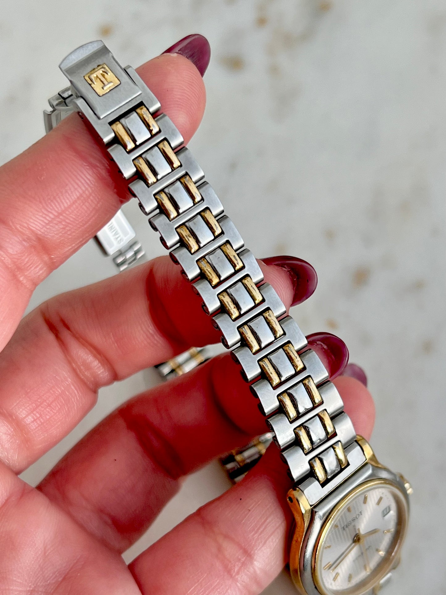 Tissot Seastar Ladies’ Two-Tone Watch with Textured Silver Dial