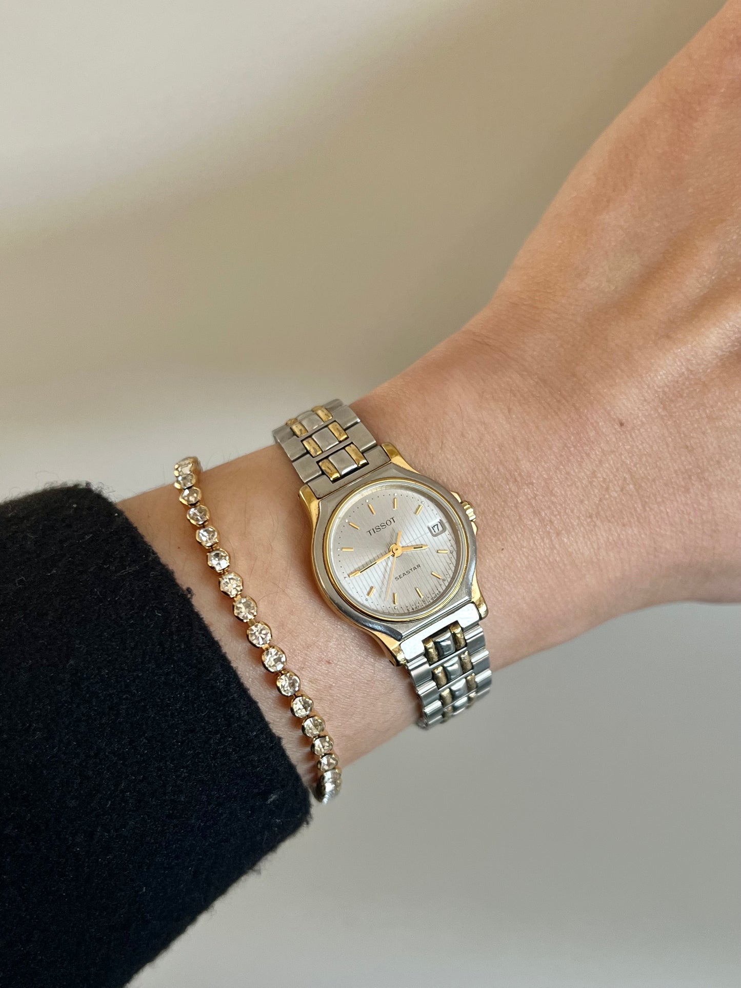 Tissot Seastar Ladies’ Two-Tone Watch with Textured Silver Dial