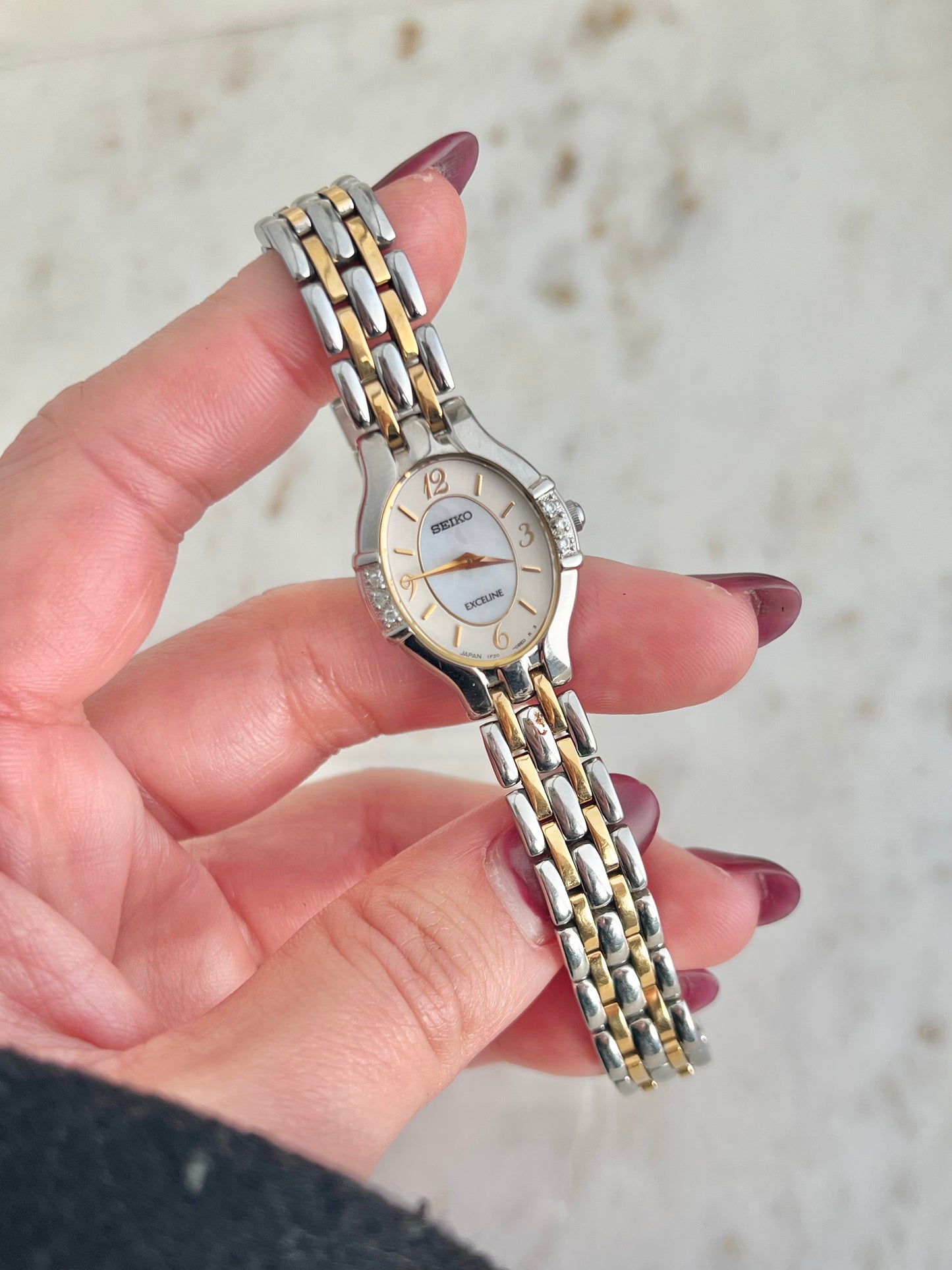 Seiko Exceline Two Tone Oval Diamond Bezel Woman's Watch