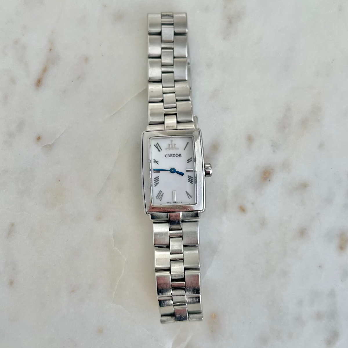 Credor by Seiko Tank Silver Womens Watch with Roman Numerals