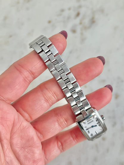 Credor by Seiko Tank Silver Womens Watch with Roman Numerals