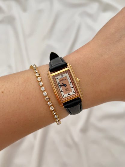 Burberrys Ladies Tank Watch – Blued Hands & Salmon-White Dial