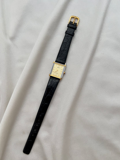 Seiko Exceline Tank Champagne Guilloché Dial Ladies Rectangular Watch