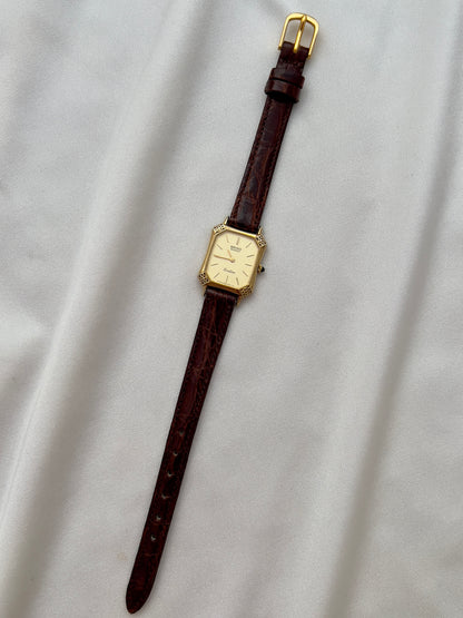 Seiko Exceline Gold Tank Ladies  Watch with Unique Ornate Case