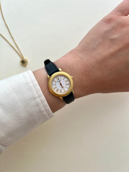 Seiko L’espoir Fluted Bezel Roman Numeral Gold Tone Ladies Watch