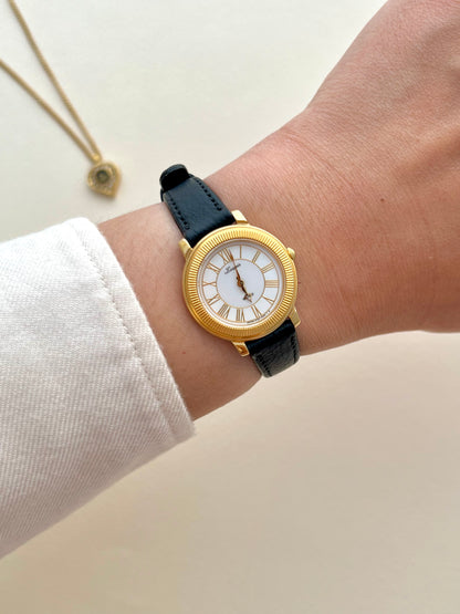 Seiko L’espoir Fluted Bezel Roman Numeral Gold Tone Ladies Watch