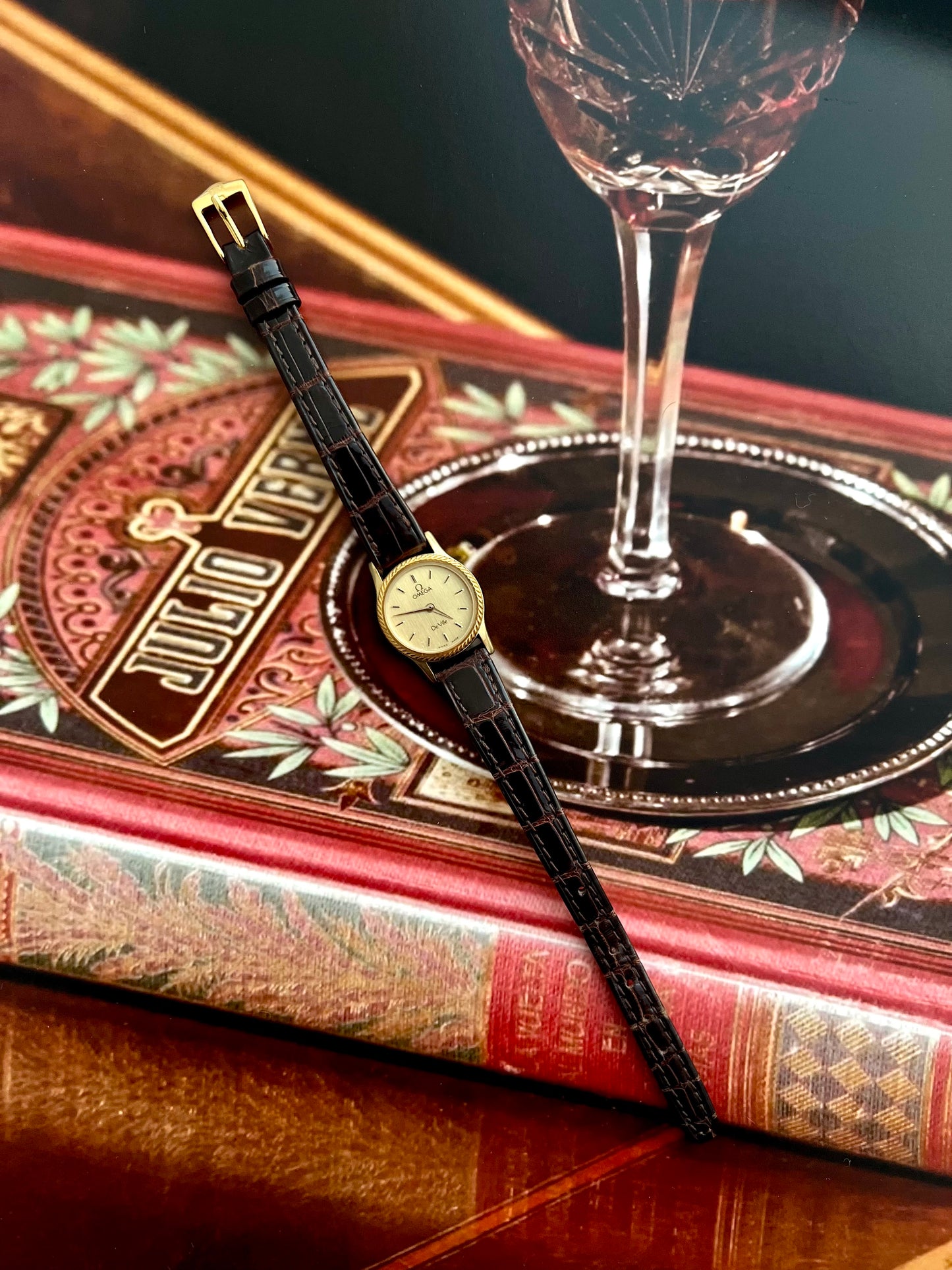 Omega Gold Tone De Ville Wreath Bezel & Ghost Dial
