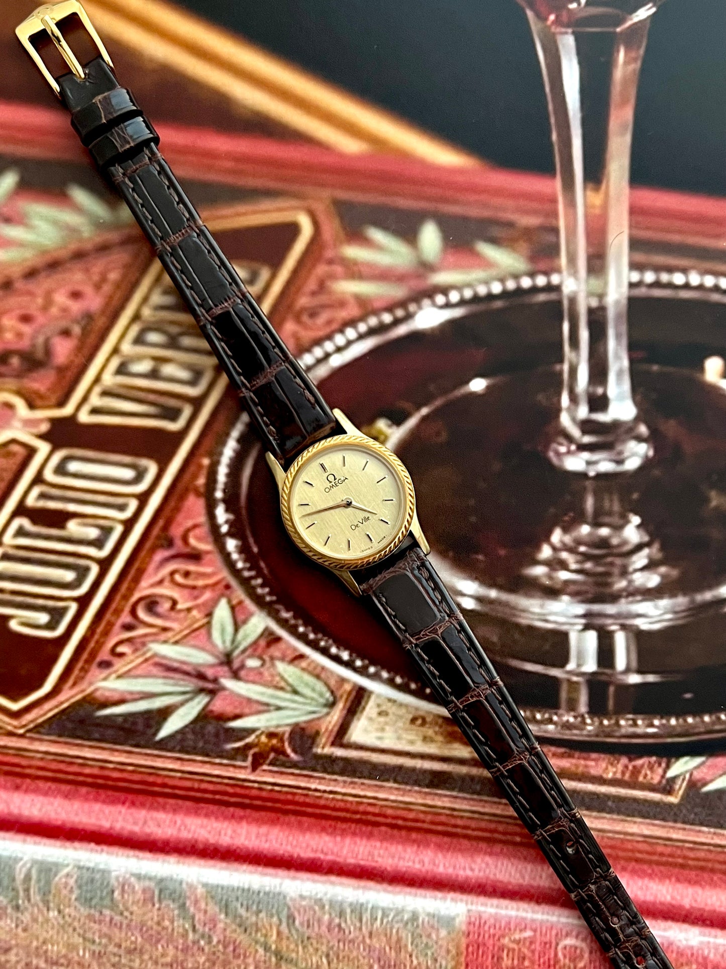 Omega Gold Tone De Ville Wreath Bezel & Ghost Dial