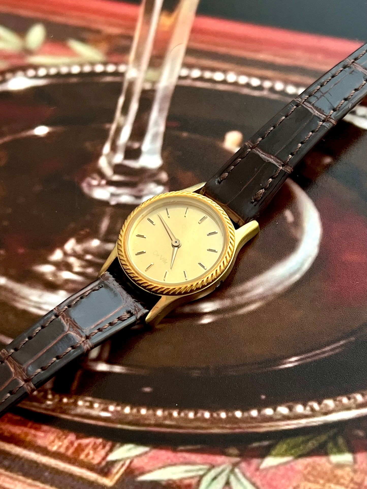 Omega Gold Tone De Ville Wreath Bezel & Ghost Dial