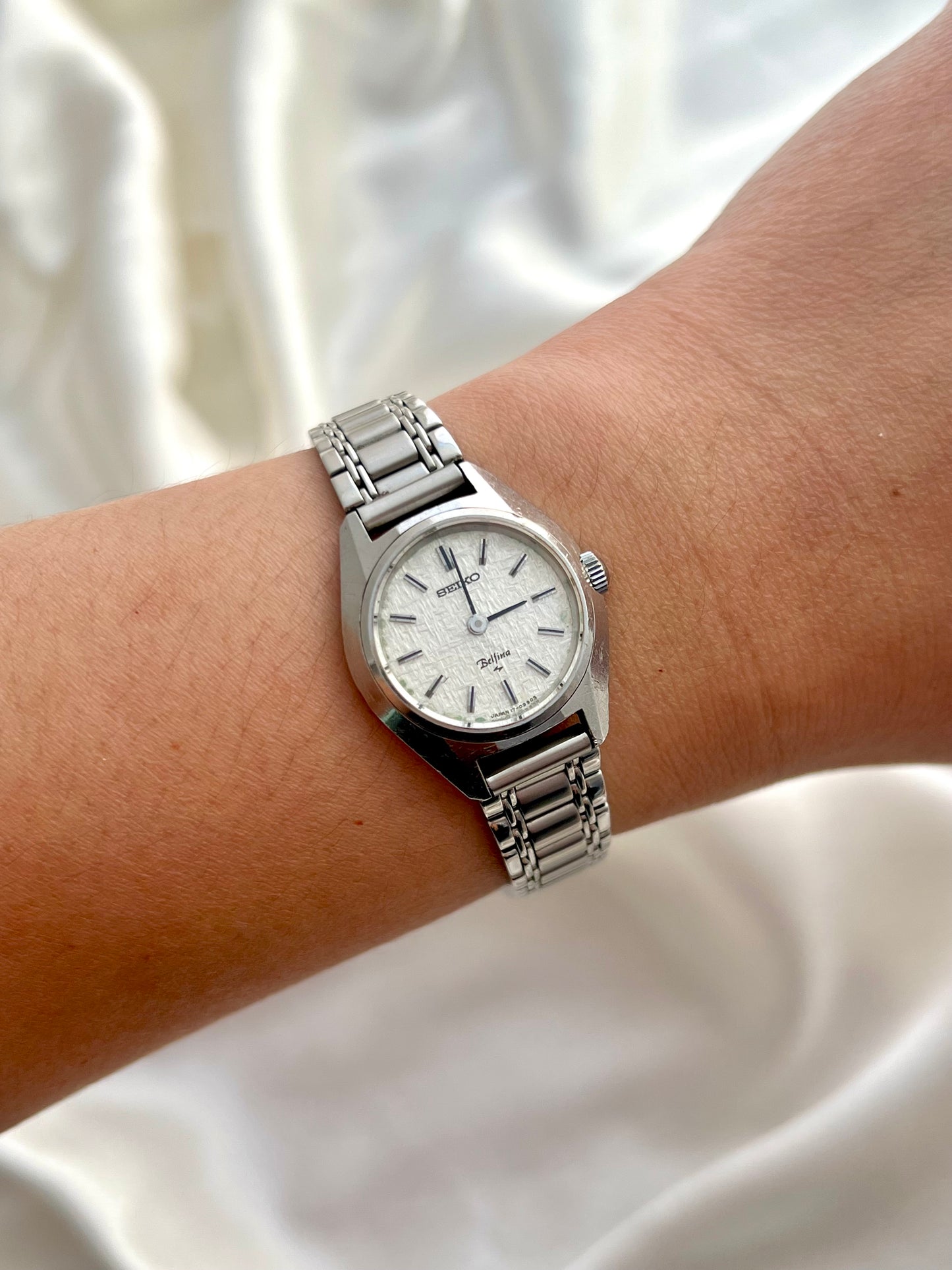 Seiko Bellina Silver Textured Dial Bracelet Watch