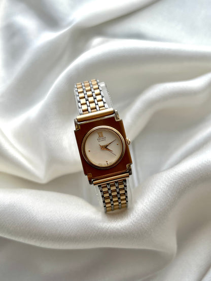 Seiko Unique Caramel Lacquer Rectangular Women's Watch