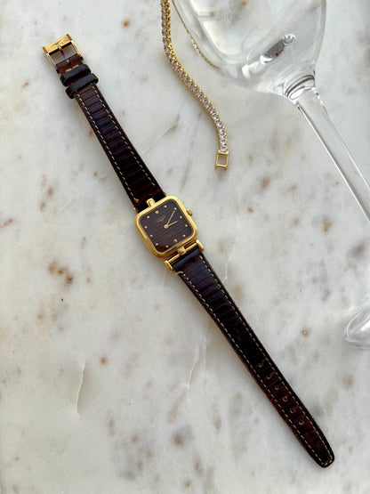 Longines Square Cushion With Espresso Ripple Dial