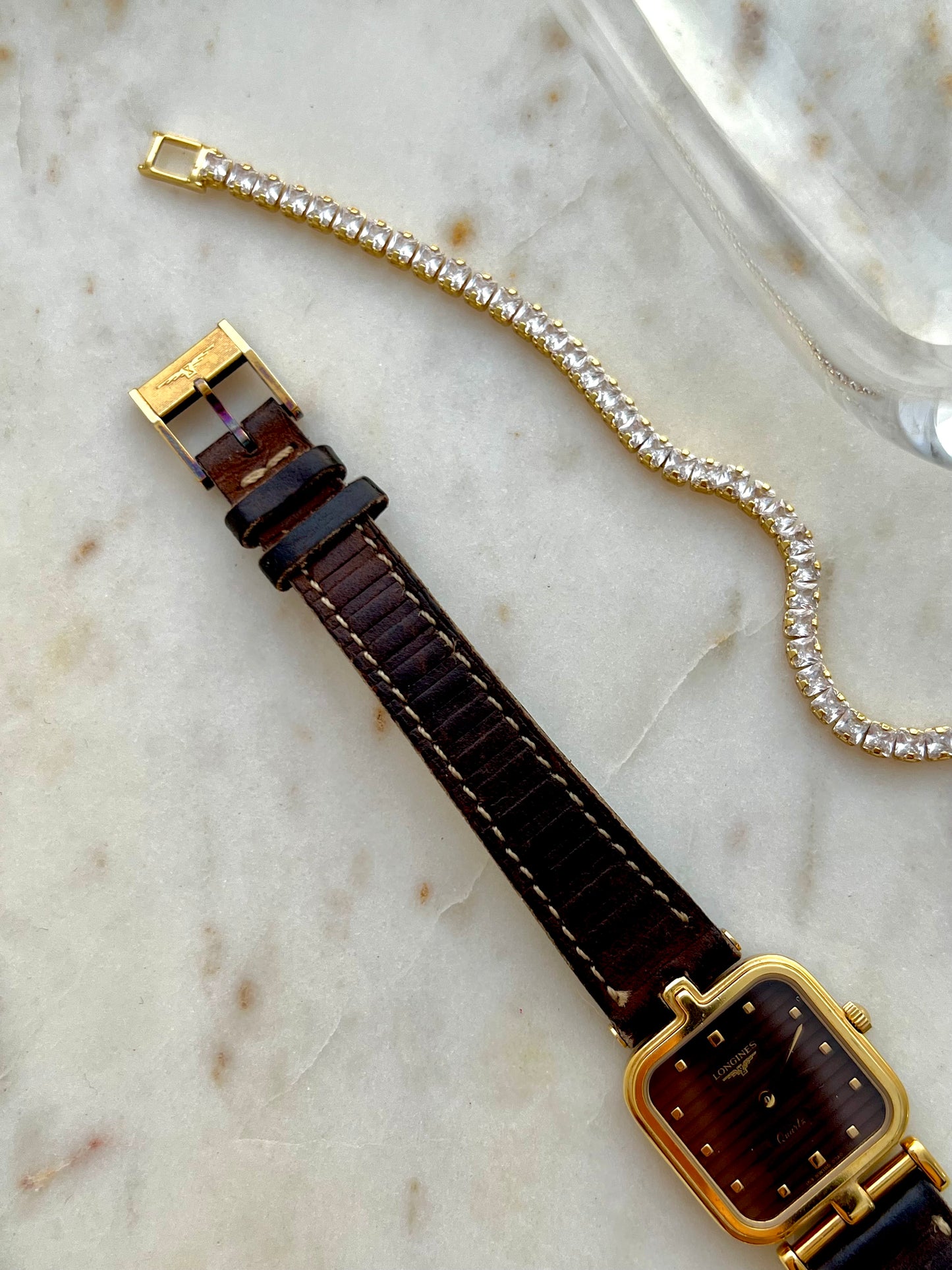 Longines Square Cushion With Espresso Ripple Dial
