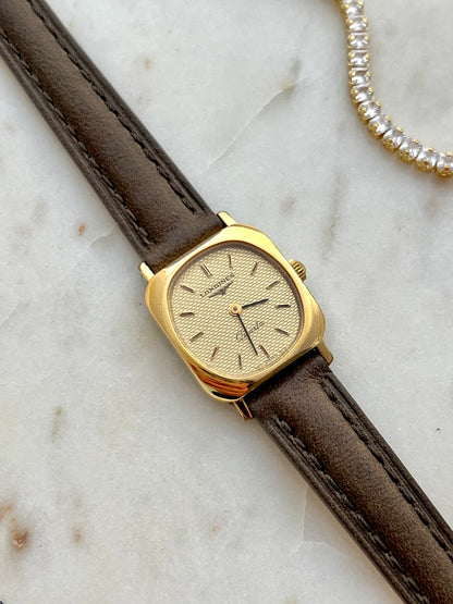 Longines Gold Cushion Textured Dial Women’s Watch